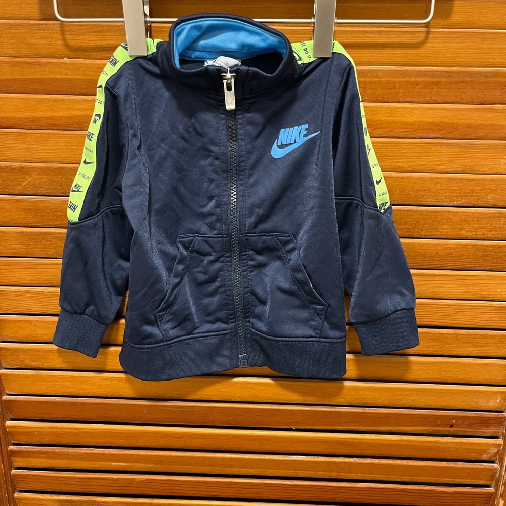 Nike Kids Navy and Neon Green Track Jacket